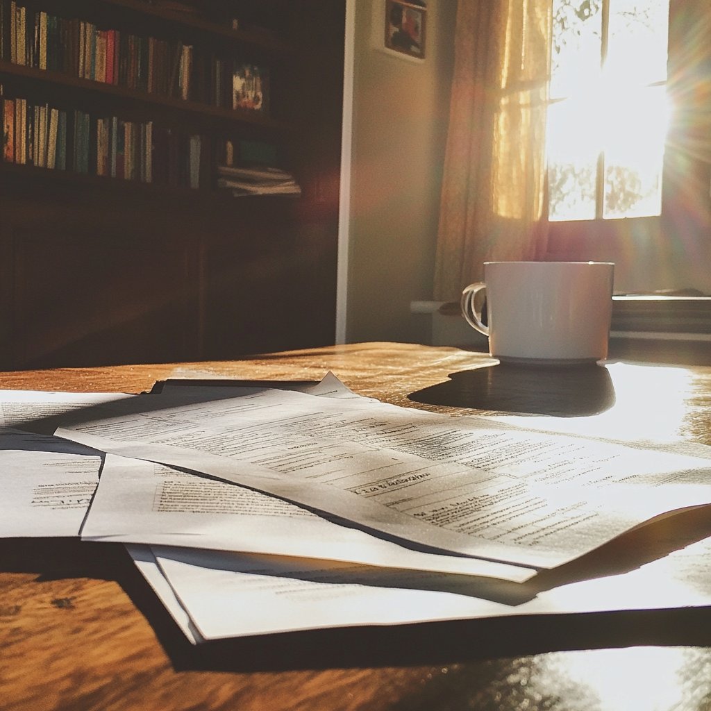 Papeleo de divorcio sobre una mesa | Fuente: Midjourney