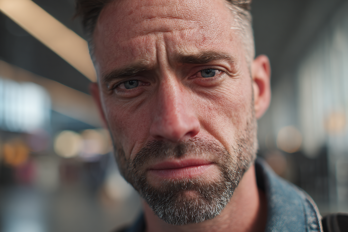 Un hombre de pie en un aeropuerto | Fuente: Midjourney