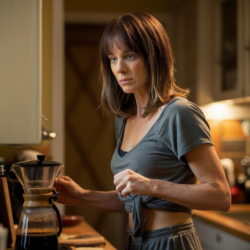 Una mujer preparando café en la cocina | Fuente: Midjourney