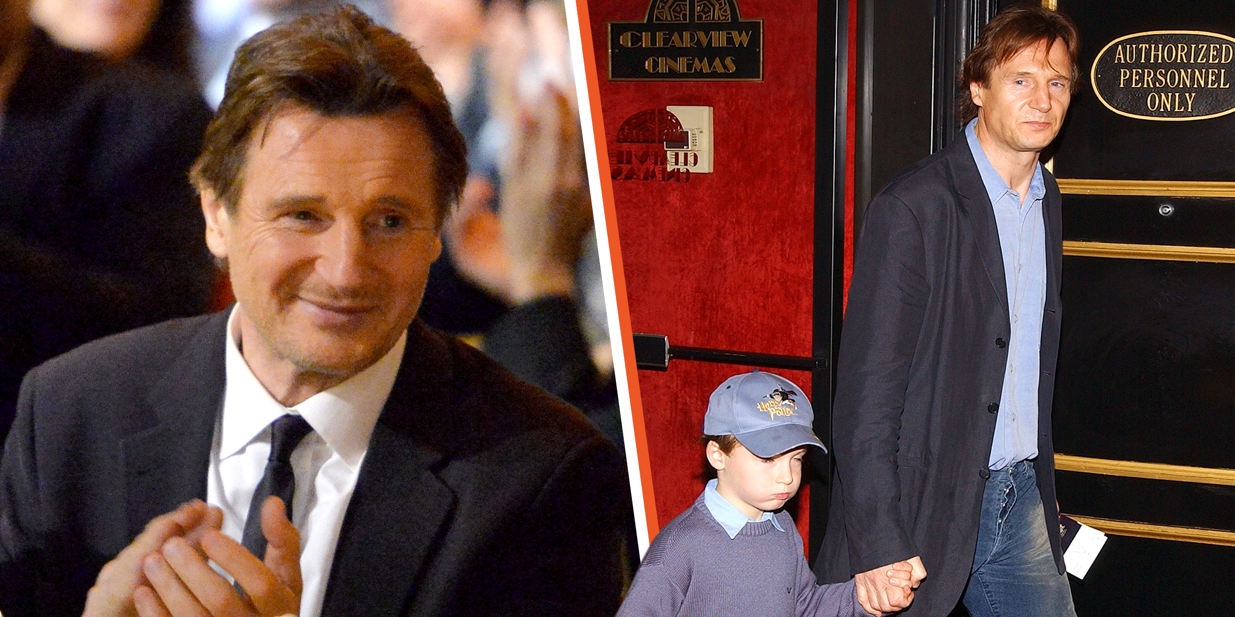 Liam Neeson, 2014. | Liam Neeson y uno de sus hijos, 2002. | Foto: Getty Images