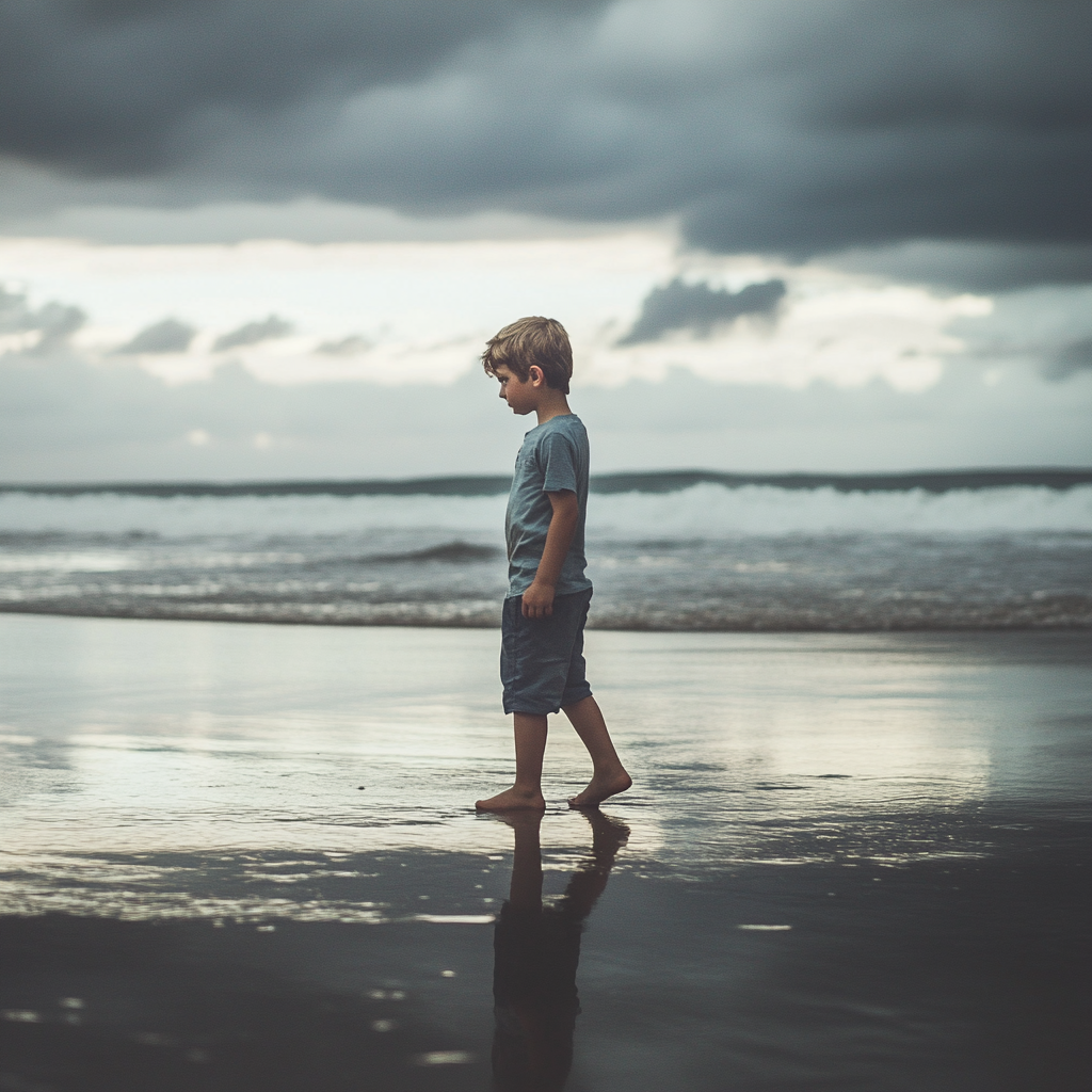 Un niño caminando | Fuente: Midjourney