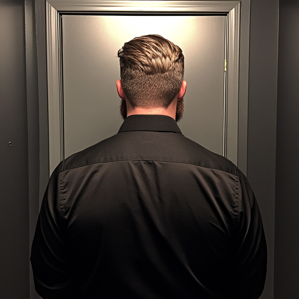 Un hombre ante la puerta de una oficina | Fuente: Midjourney
