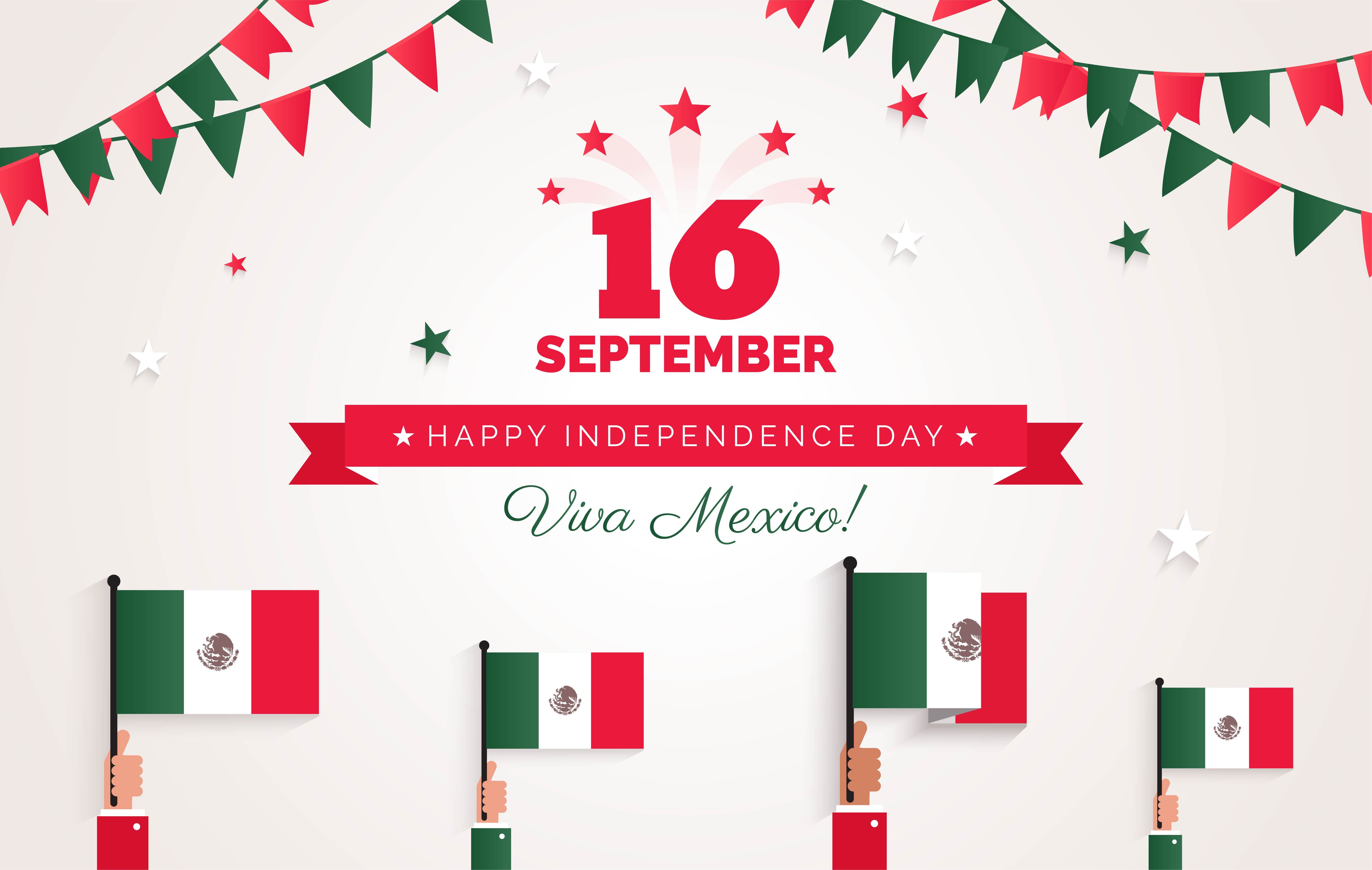 Tarjeta de felicitación de día de la independencia de México. | Fuente: Shutterstock