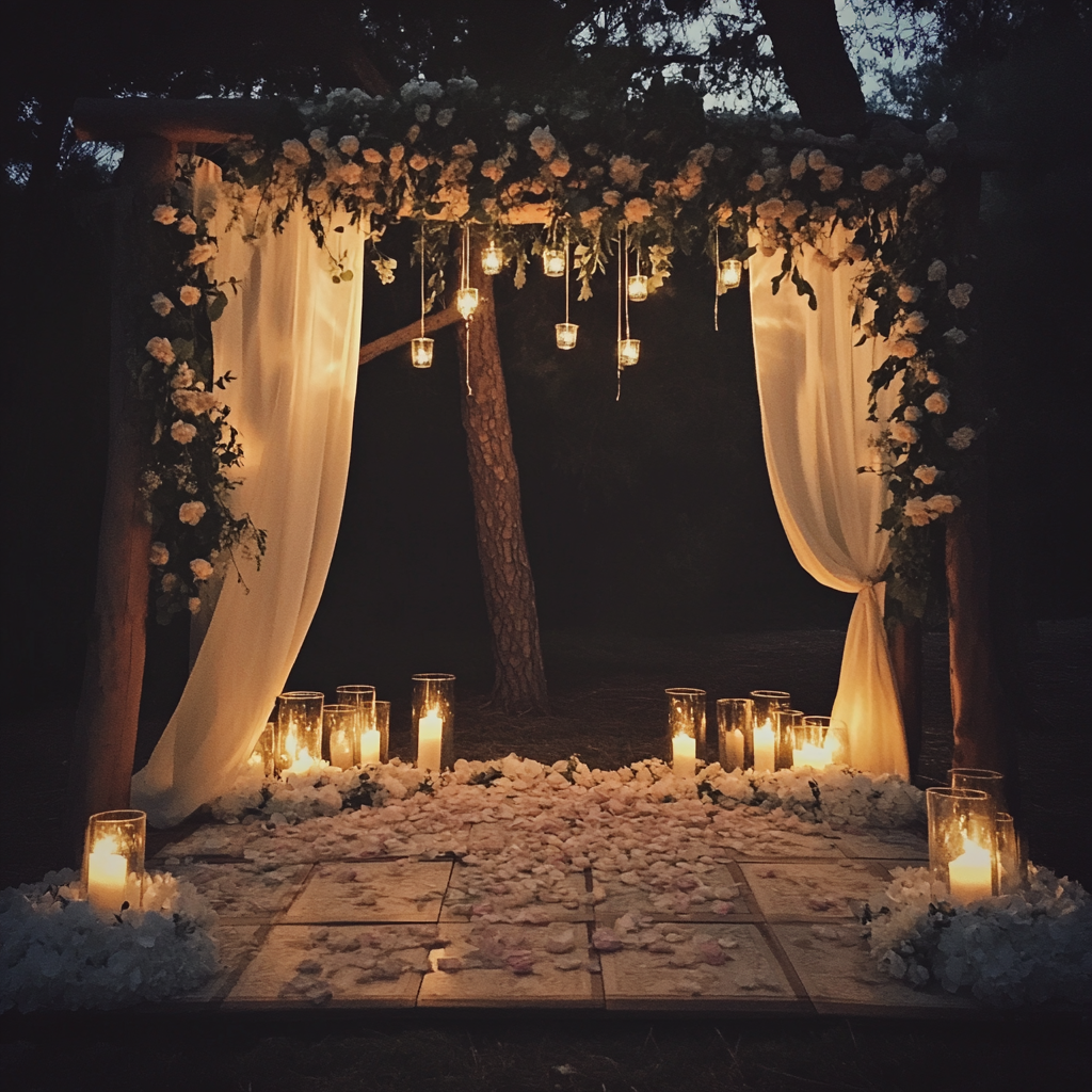 Un hermoso altar de boda | Fuente: Midjourney