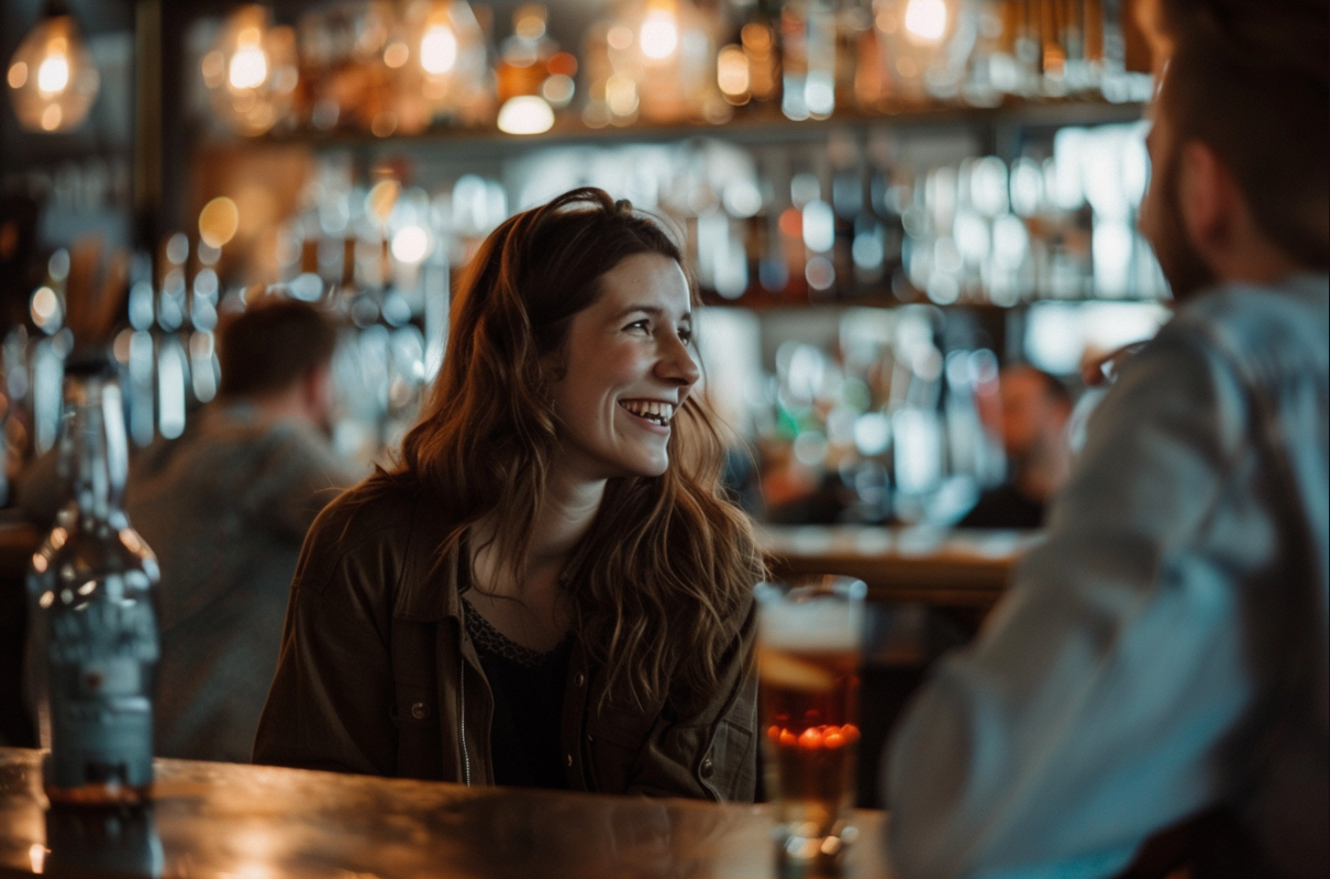 Un hombre y una mujer en un bar | Fuente: Midjourney