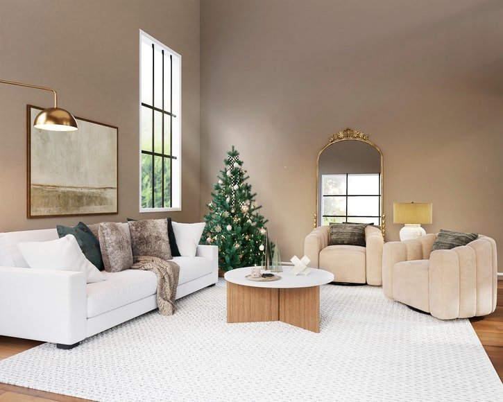 El salon principal de un hogar decorado con un árbol de Navidad. | Foto: Unsplash