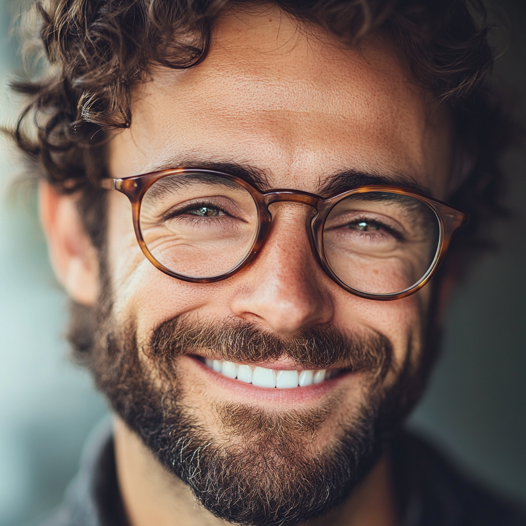 Primer plano de un hombre sonriente | Fuente: Midjourney