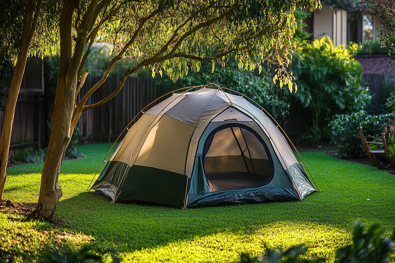 Una carpa en un patio trasero | Fuente: Midjourney