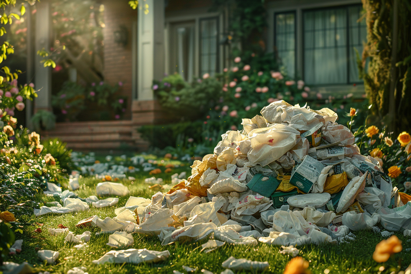 Basura vertida fuera de una casa | Fuente: Midjourney