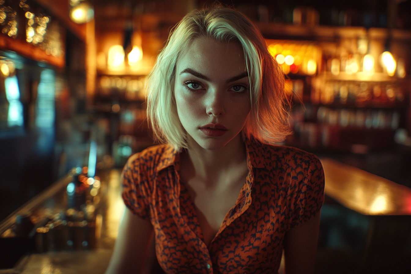 Una mujer rubia en un bar | Fuente: Midjourney