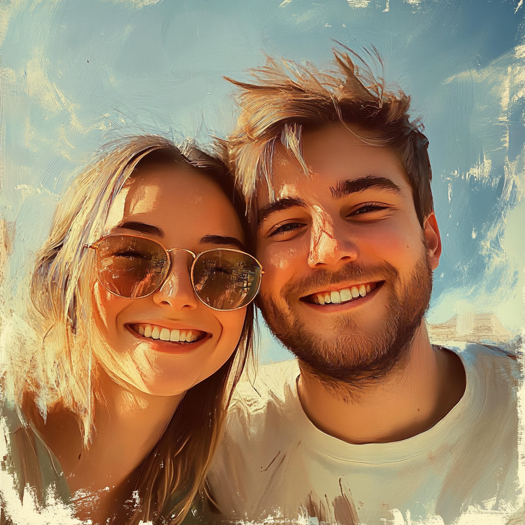 Una pareja joven y feliz | Fuente: Midjourney