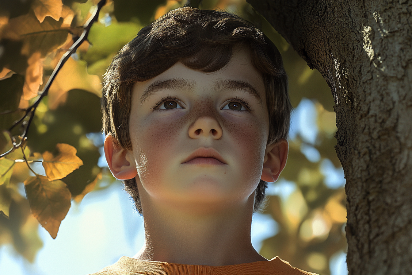 Un niño bajo un árbol | Fuente: Midjourney