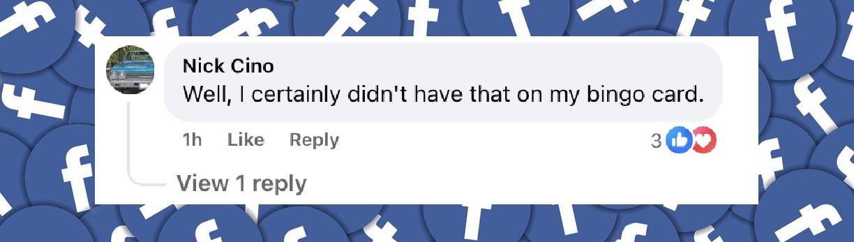 Comentario "Bueno, desde luego no tenía eso en mi cartón de bingo" de un internauta sobre Tiger Woods y su supuesto nuevo romance, publicado el 13 de marzo de 2025 | Fuente: Facebook/peoplemag