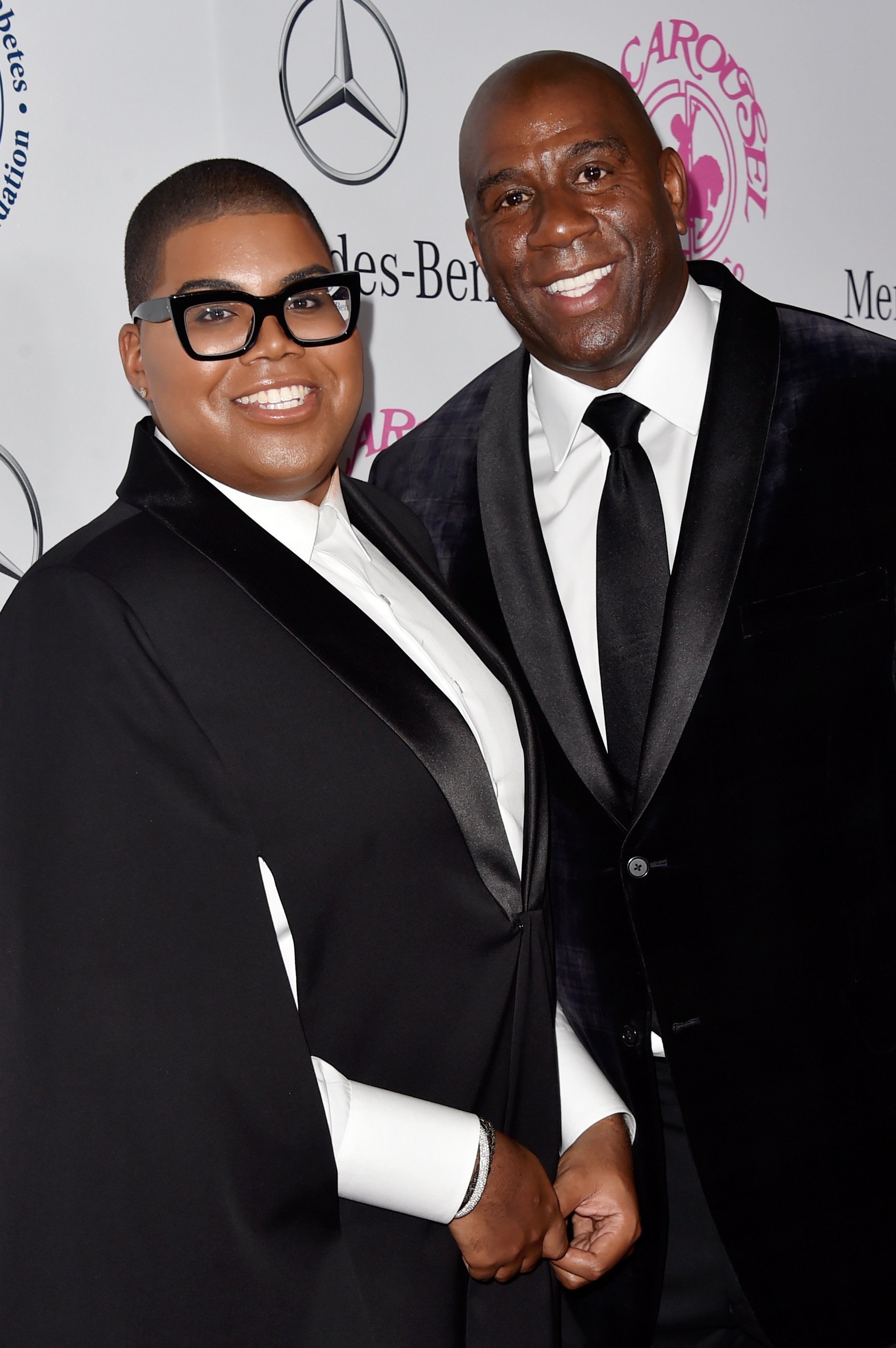 EJ y su padre Magic Johnson en Beverly Hills, 2014. | Foto: Getty Images