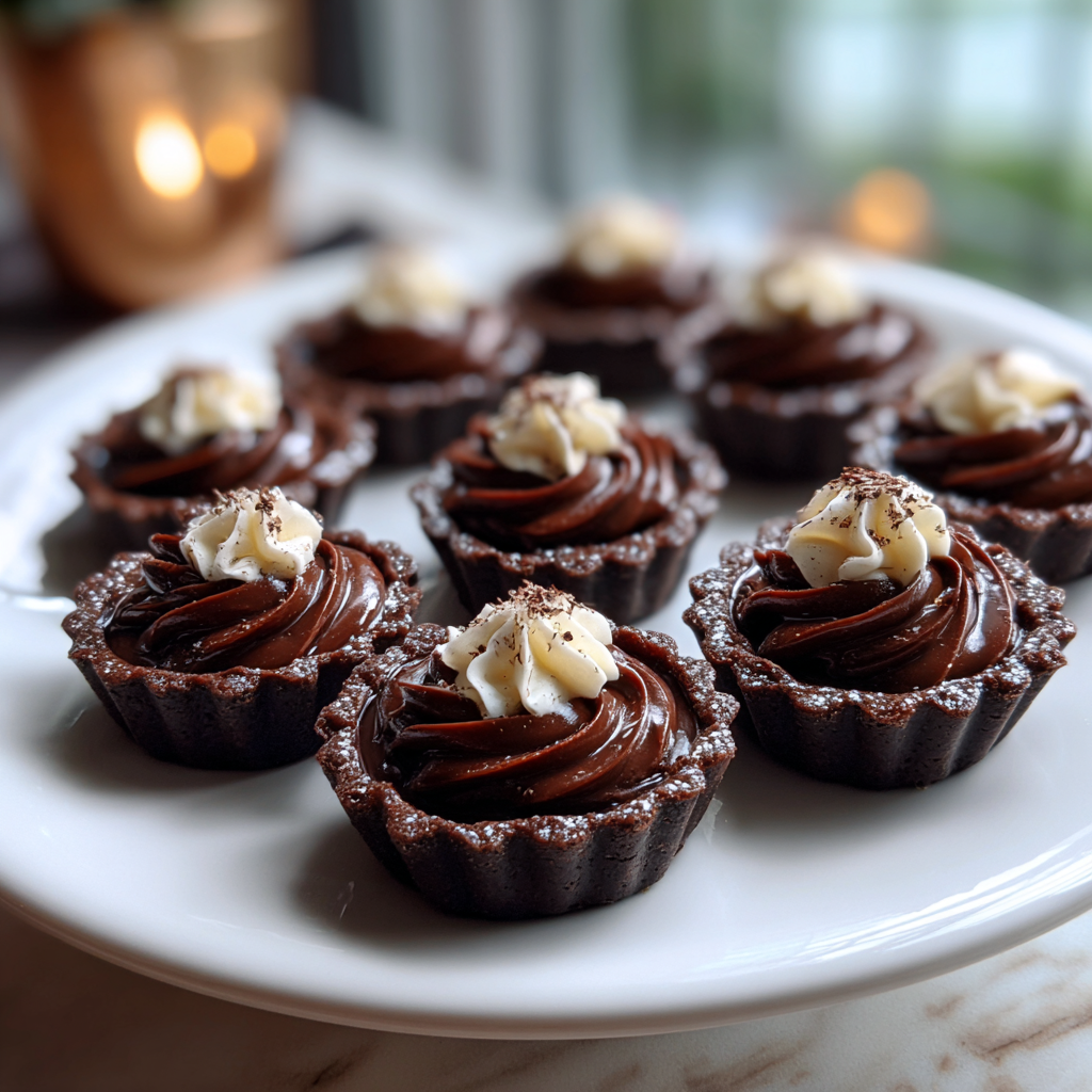 Un piatto di crostate al cioccolato su un tavolo | Fonte: Midjourney