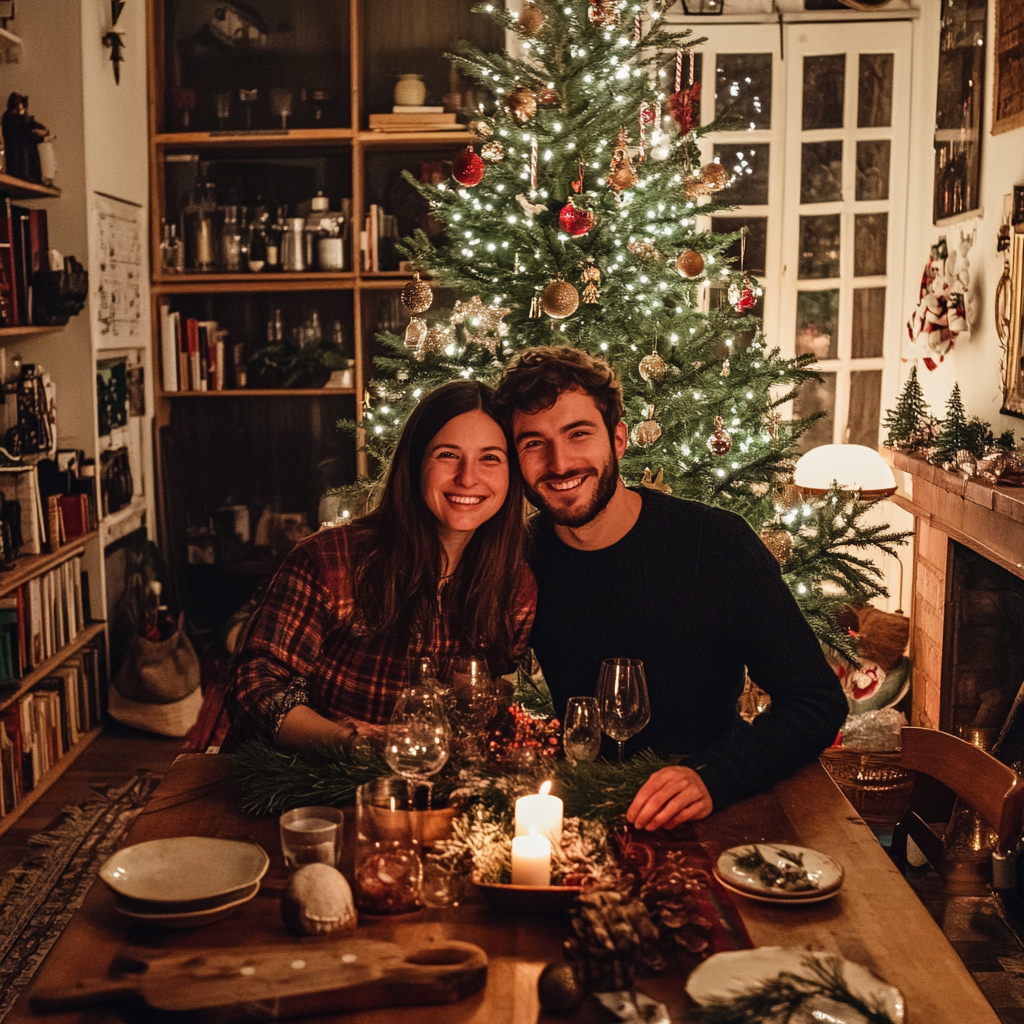 Pareja joven celebrando la Navidad | Fuente: Midjourney