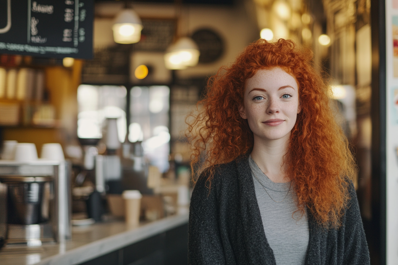 Una mujer en una cafetería | Fuente: Midjourney