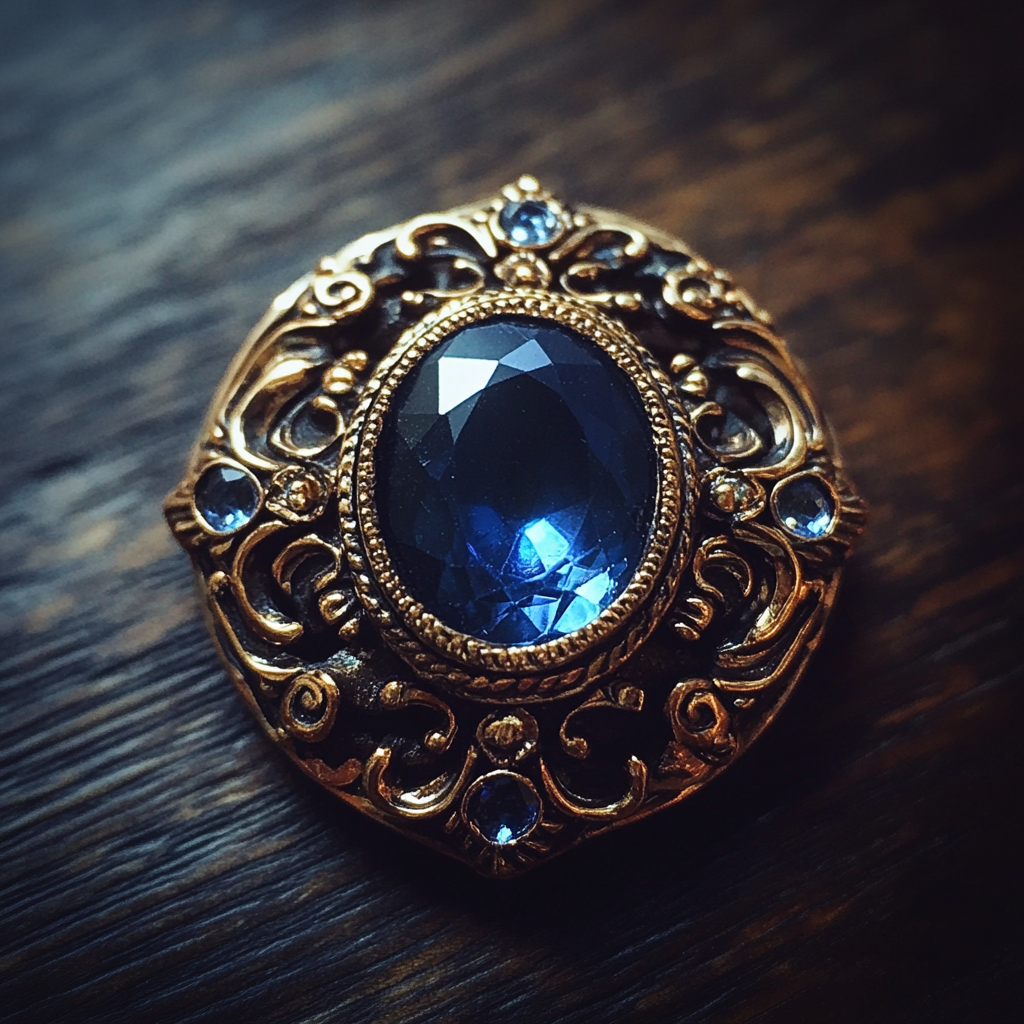 Un primer plano de un broche vintage | Fuente: Midjourney