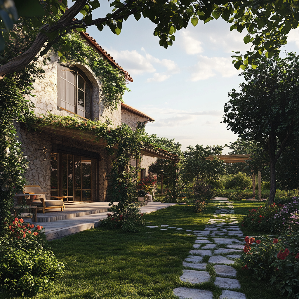 Una casa con jardín | Fuente: Midjourney