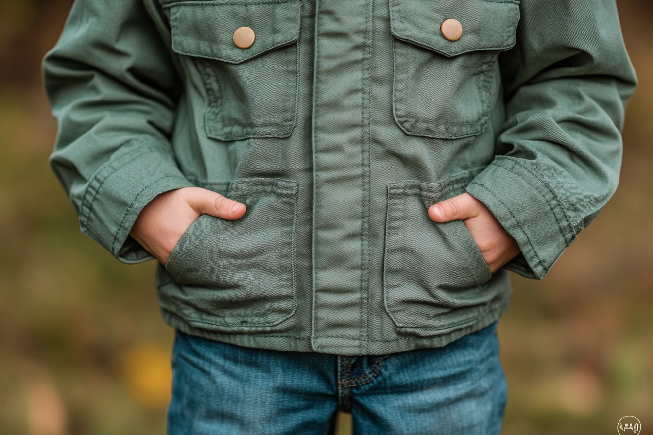 Un niño con una chaqueta verde claro y las manos en los bolsillos | Fuente: Midjourney