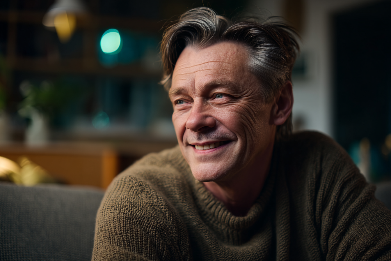 Un hombre riendo | Fuente: Midjourney