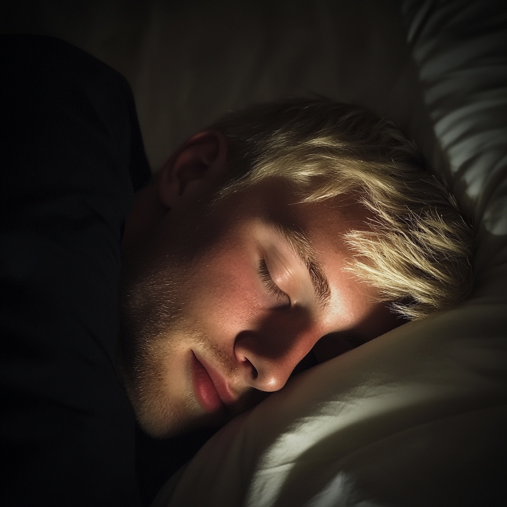 Primer plano de un hombre dormido | Fuente: Midjourney