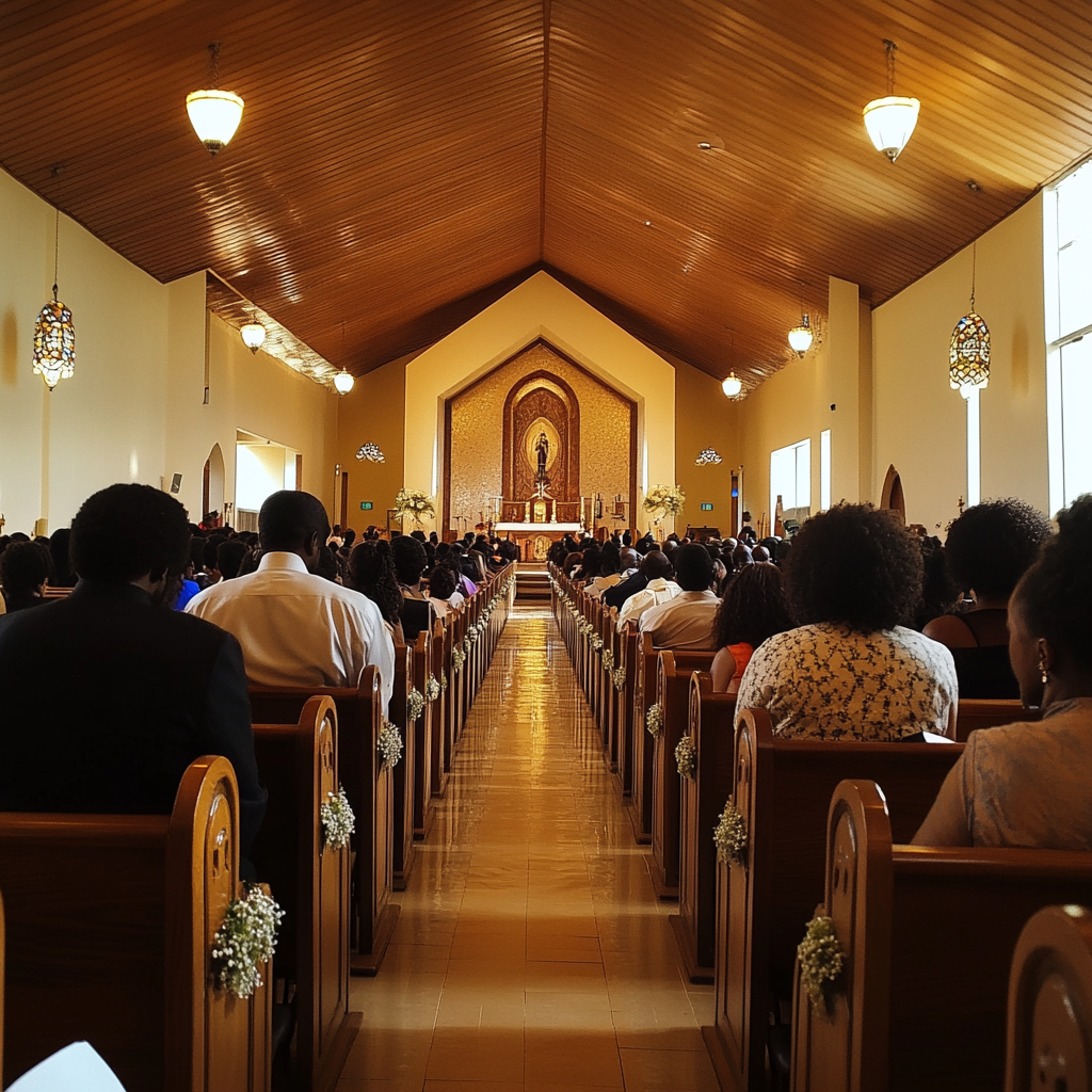 Congregación en una boda | Fuente: Midjourney