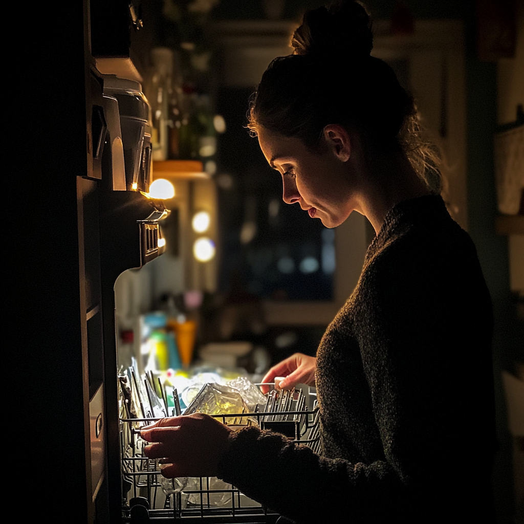 Una mujer cargando un lavavajillas | Fuente: Midjourney