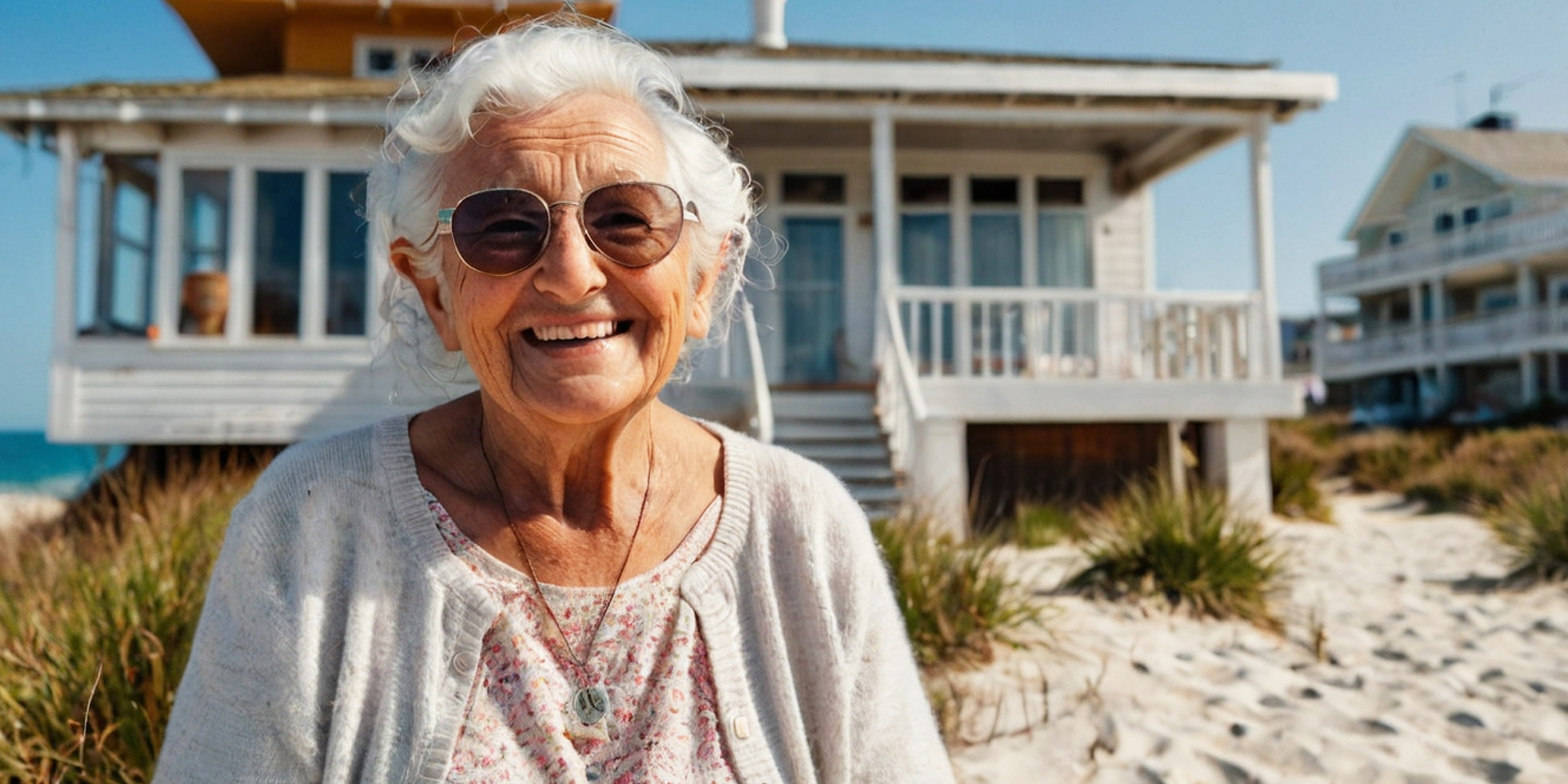 Una mujer mayor sonriente delante de una casa | Fuente: AmoMama