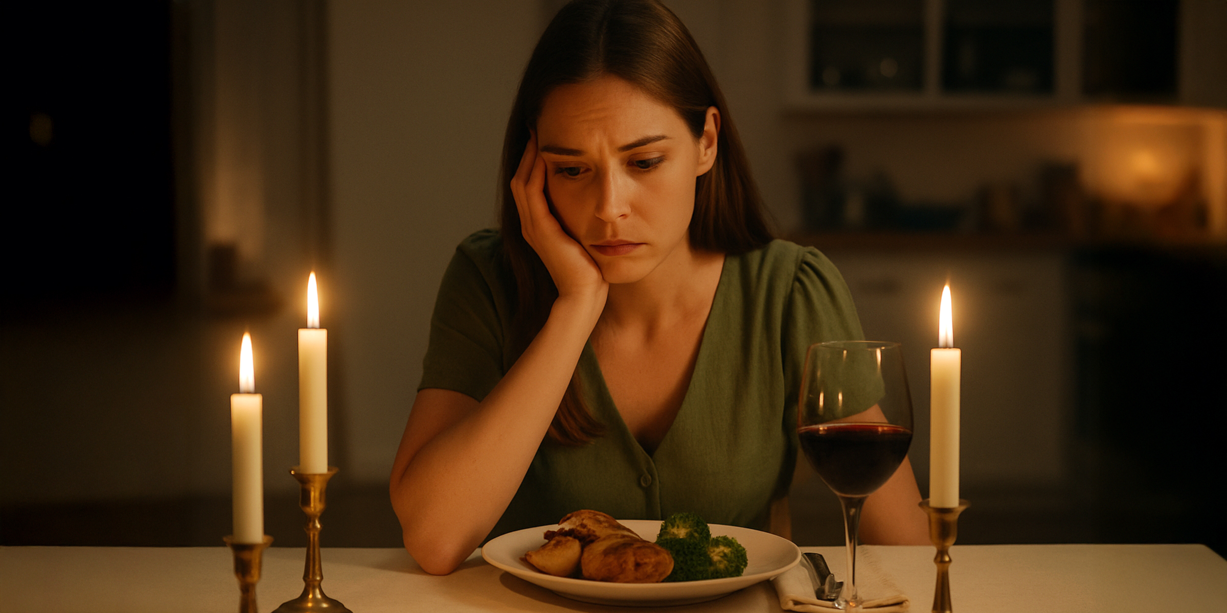 Una mujer sola en la mesa | Fuente: Sora