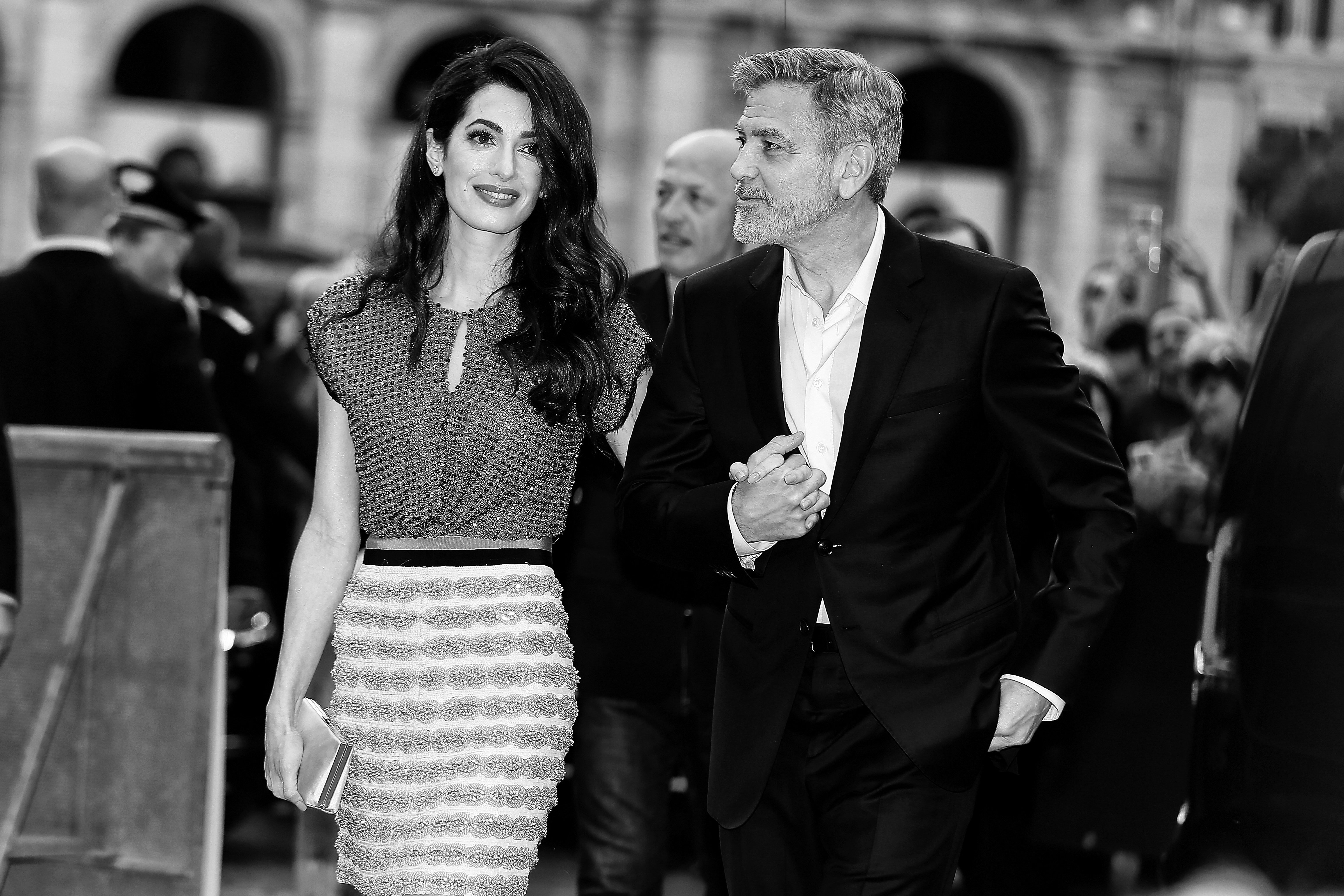 Amal Clooney y George Clooney en The Space Moderno Cinema, 13 de mayo de 2019, en Roma, Italia. | Foto: Getty Images