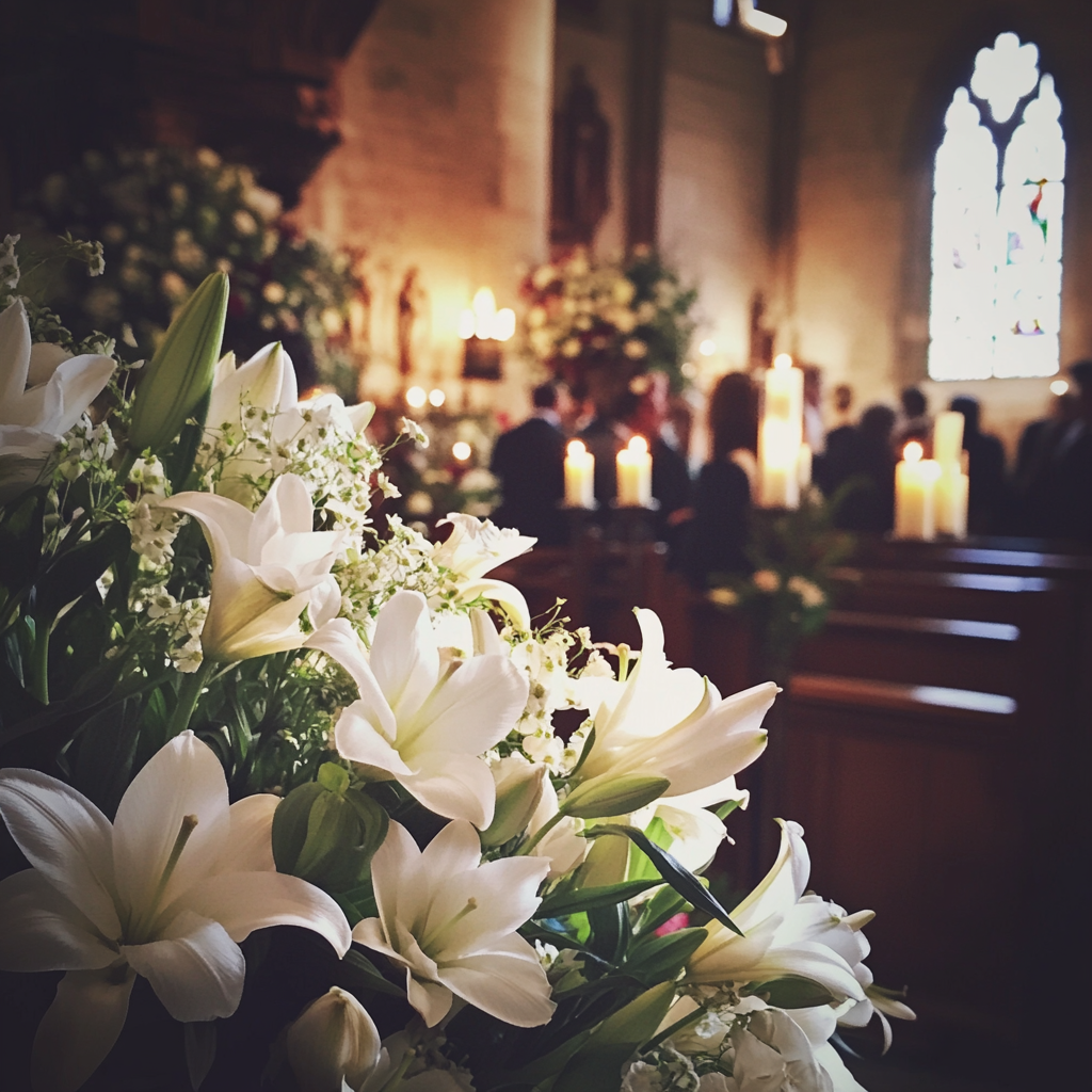 Un funeral en una iglesia | Fuente: Midjourney