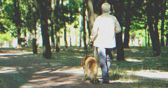 Hombre con su perro paseando por un parque. | Shutterstock