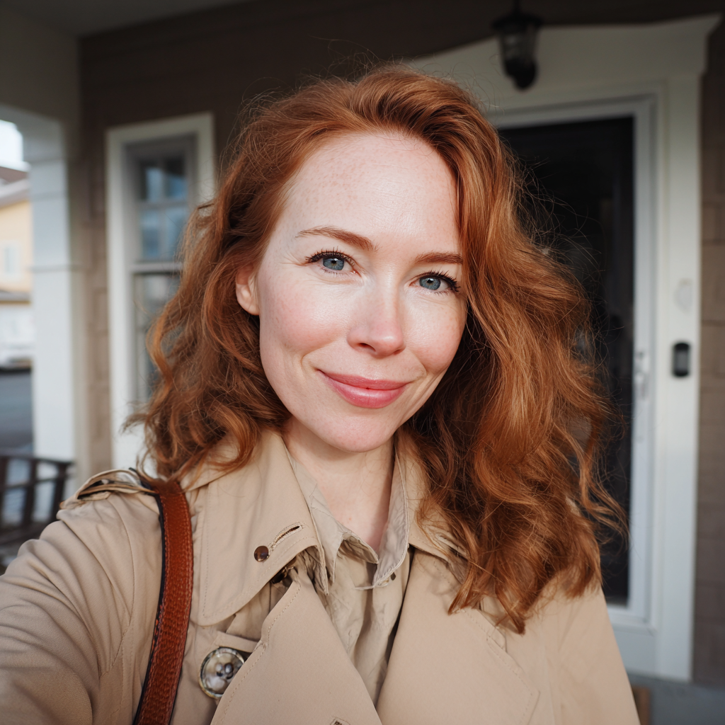 Una donna in piedi su un portico | Fonte: Midjourney