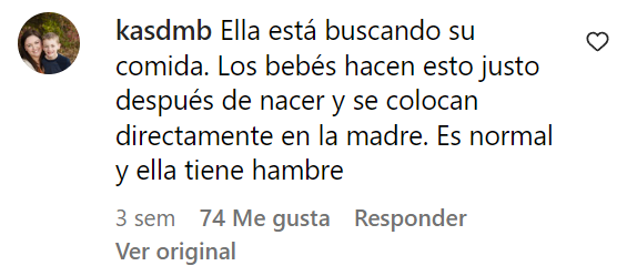 Un comentario en la publicación de Samantha Mitchell. | Foto: Instagram.com/samantha__elizabeth_