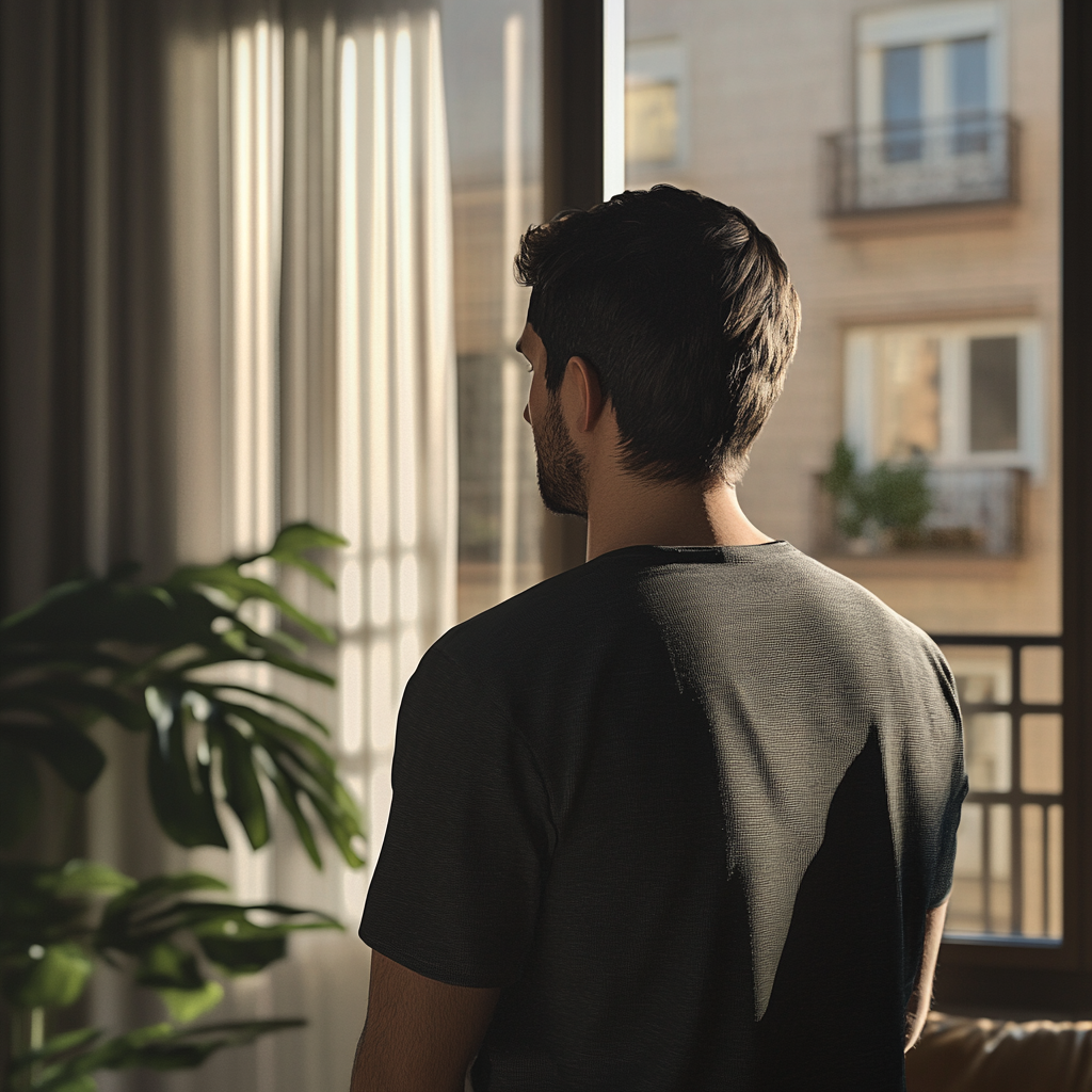 Un hombre de pie en su casa | Fuente: Midjourney