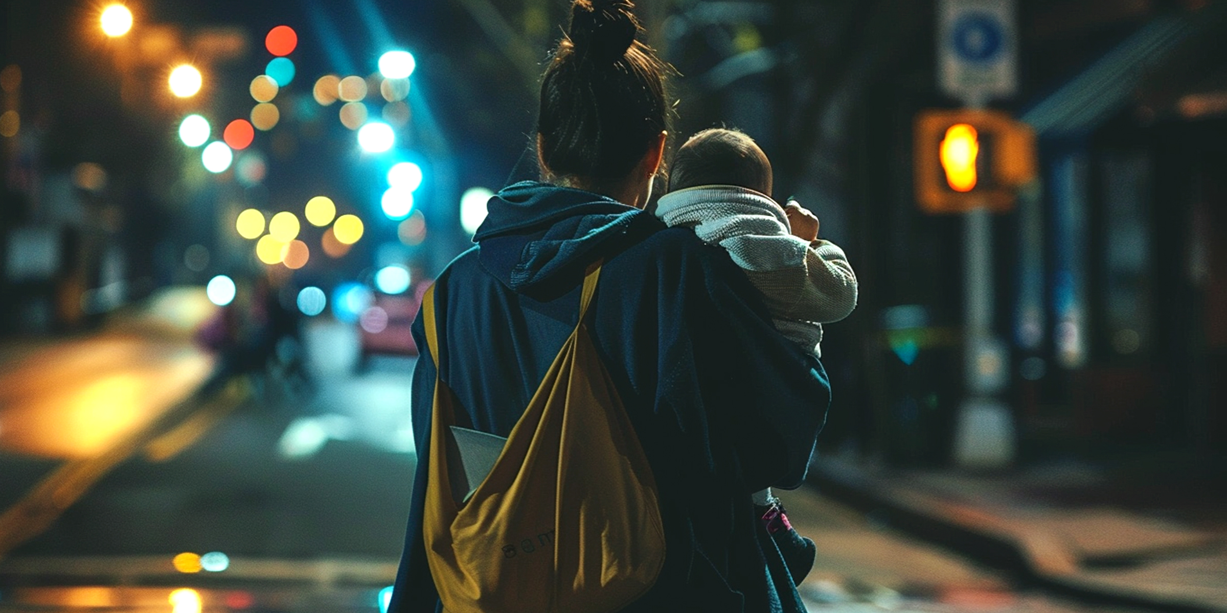 Una mujer con su hijo pequeño en la carretera por la noche | Fuente: AmoMama