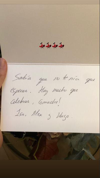 La carta de Isabel Jiménez a Sara Carbonero. |Foto: Instagram/Sara Carbonero