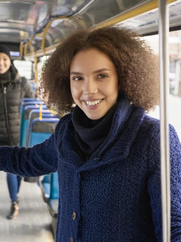 Una mujer en un autobús | Fuente: Midjourney