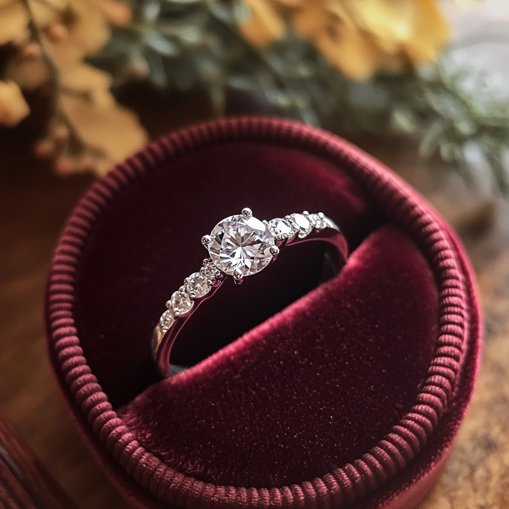Un hermoso anillo sobre una mesa | Fuente: Midjourney