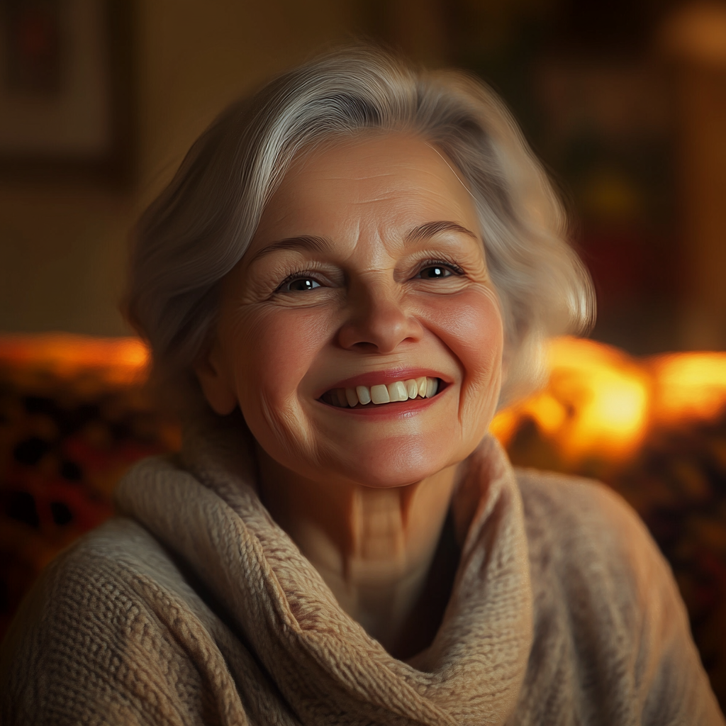 Una mujer mayor sonriendo cálidamente | Fuente: Midjourney