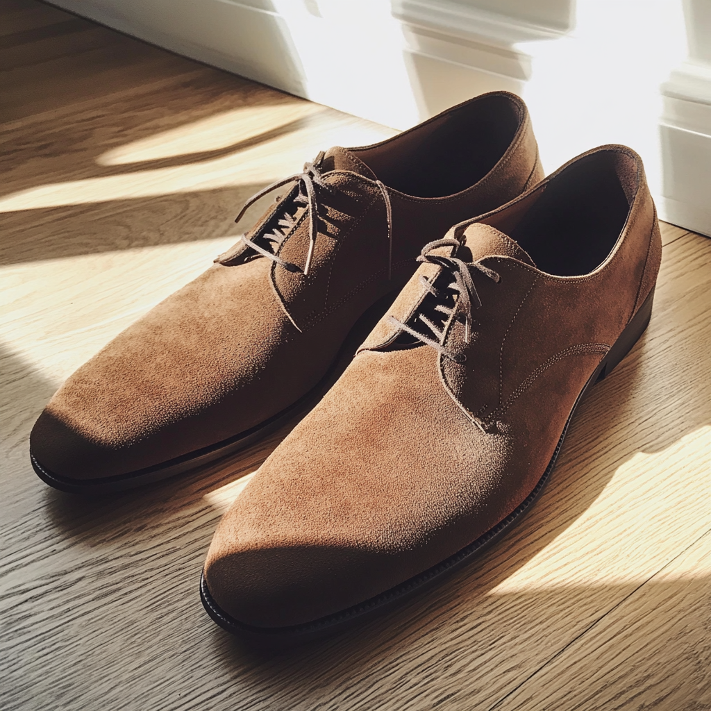 Un par de zapatos de ante marrón | Fuente: Midjourney