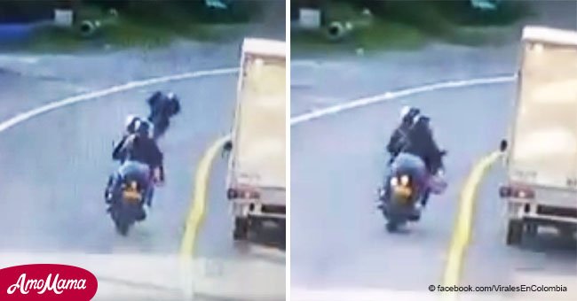 Cámaras captan imprudencia de ciclista y motociclista que termina en catástrofe