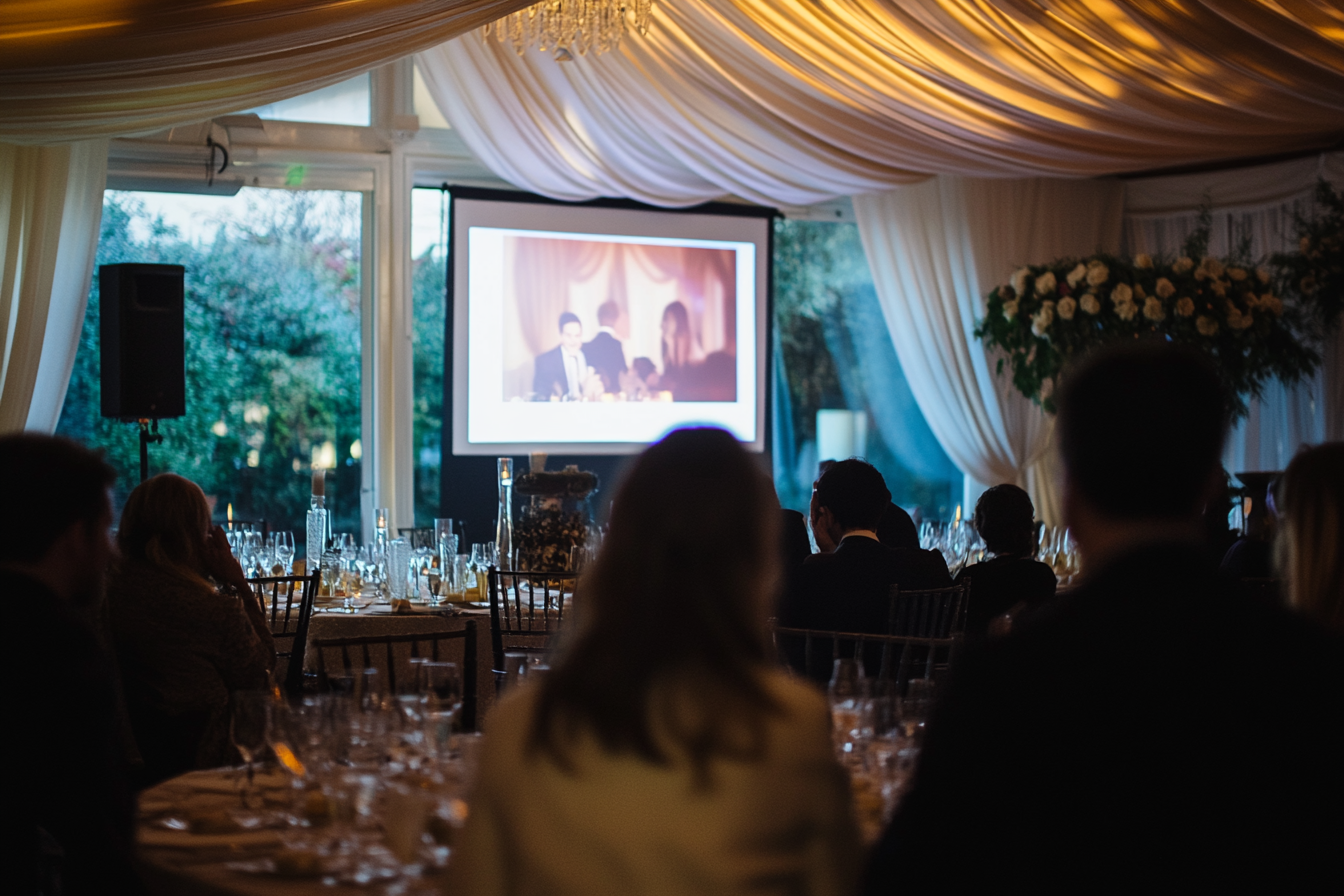 Una presentación de diapositivas en una boda | Fuente: Midjourney