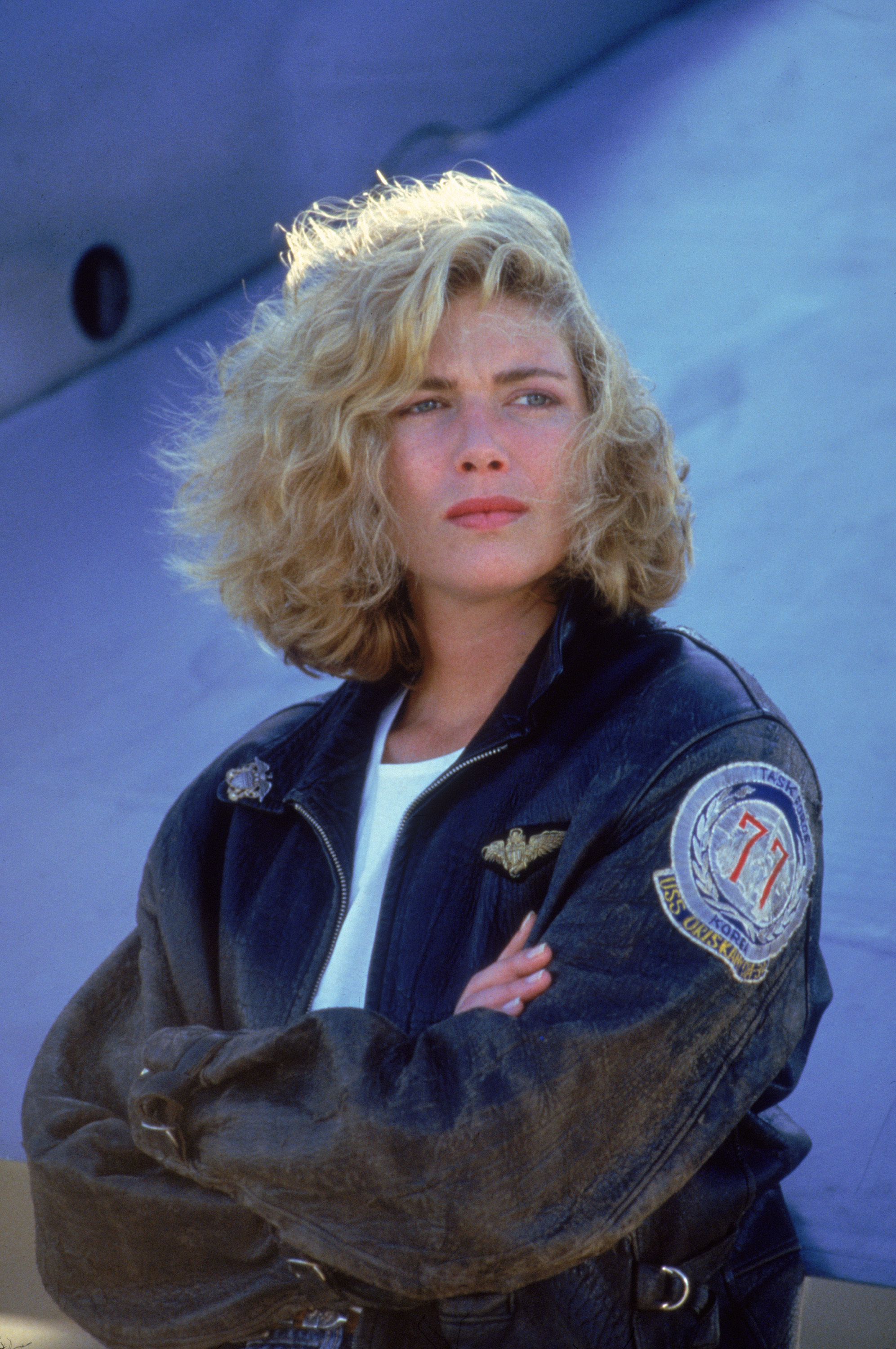 La icónica actriz de los 80 en el plató de "Top Gun", hacia 1986. | Fuente: Getty Images