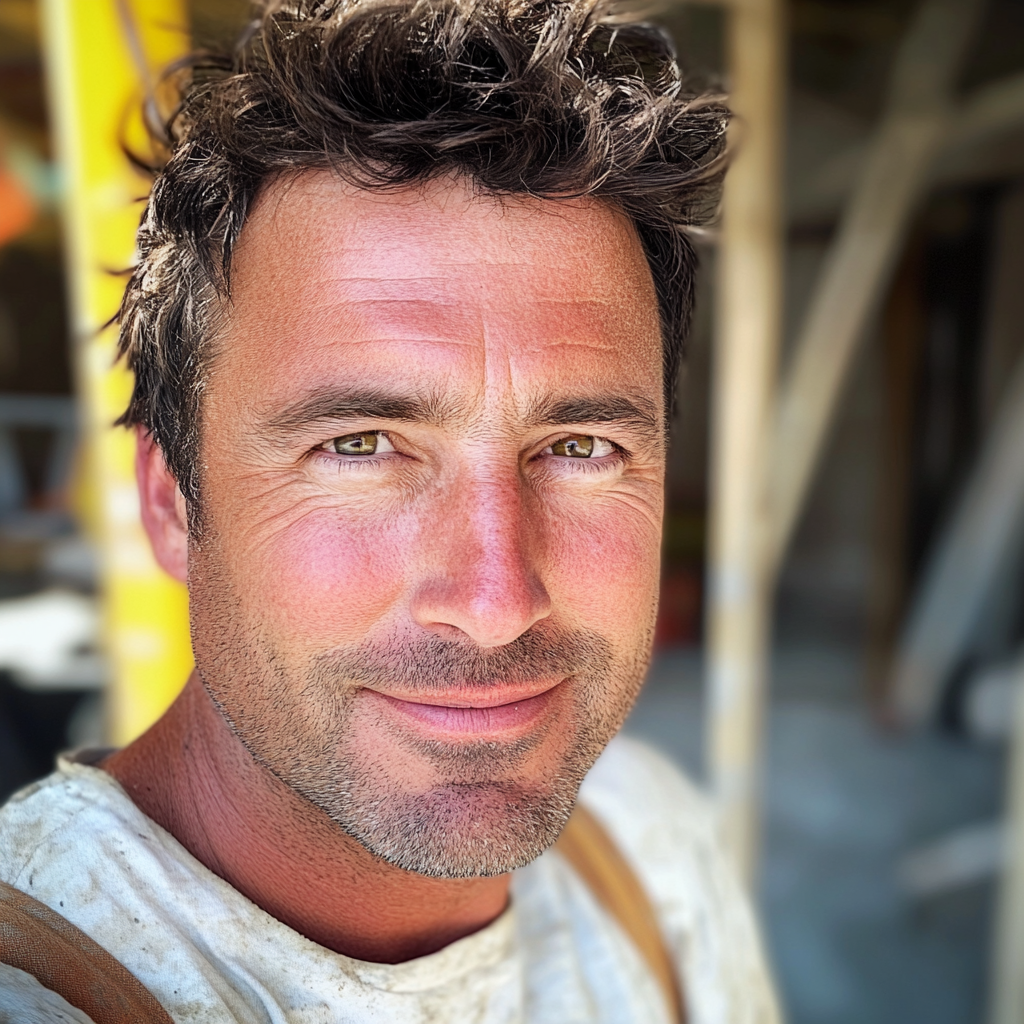 Un obrero de la construcción sonriente | Fuente: Midjourney