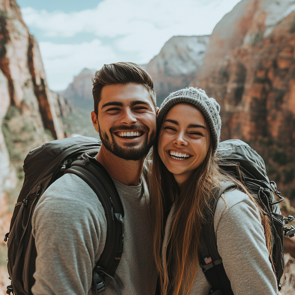 Una pareja feliz de excursión | Fuente: Midjourney