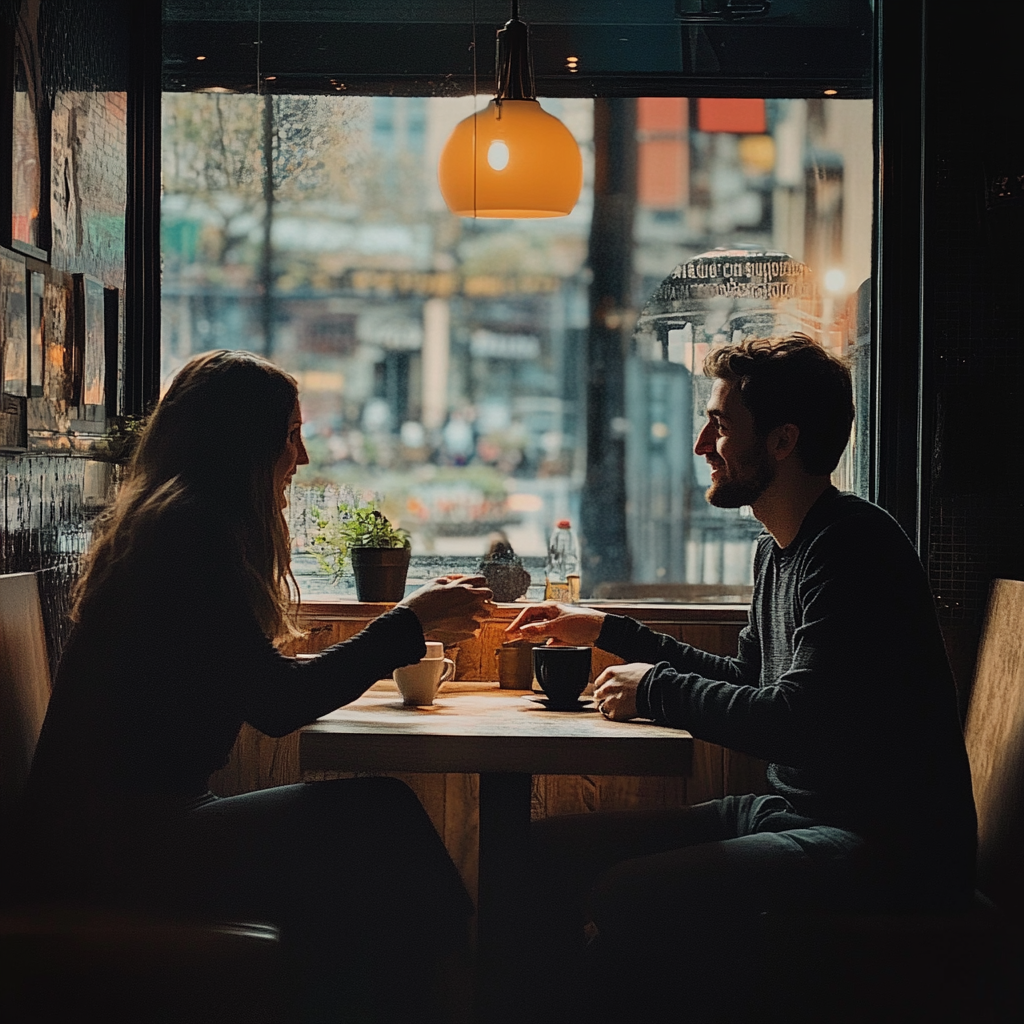 Gente tomando café en un restaurante | Fuente: Midjourney