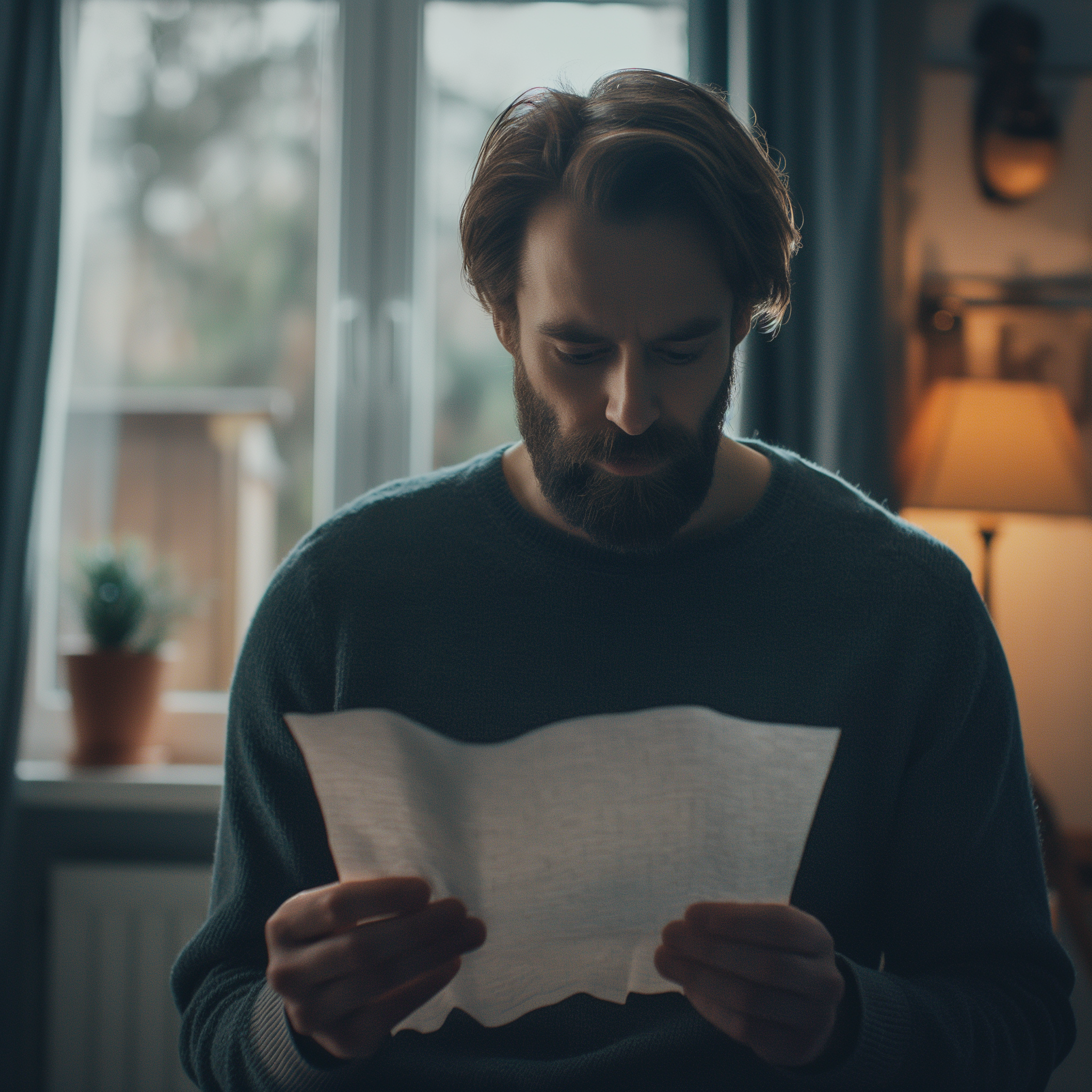 Un hombre sujetando una hoja de papel | Fuente: Midjourney