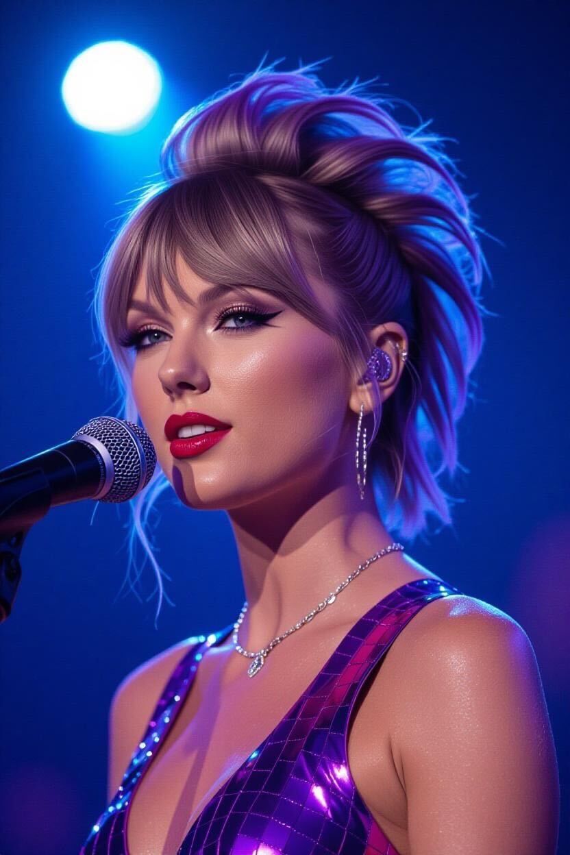Una imagen generada por IA de Taylor Swift con un peinado diferente | Fuente: Grok